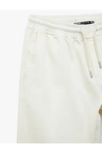 Belted Pocket Detail Cotton Loose Baggy Jean P - 6