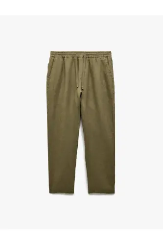 Belted Pocket Detailed Linen Chino Summer Pants - 1