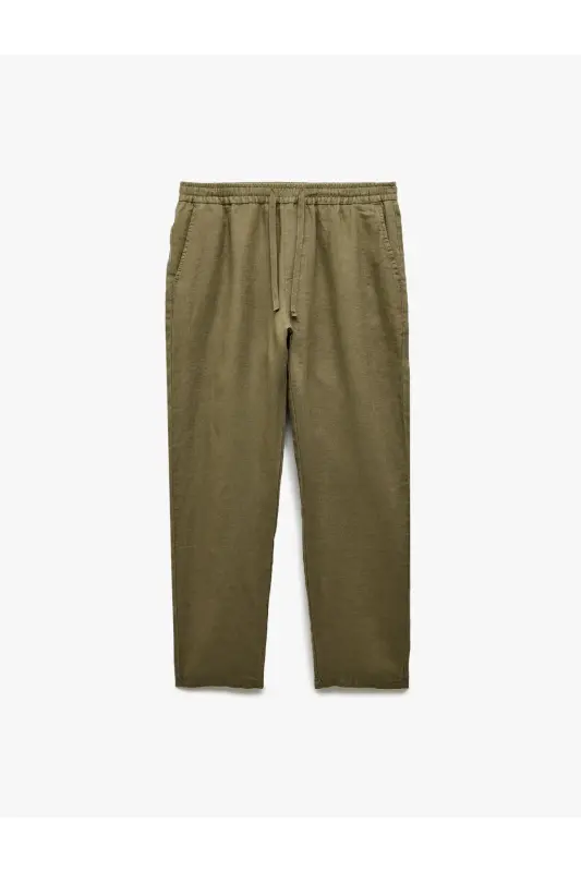 Belted Pocket Detailed Linen Chino Summer Pants - KOTON
