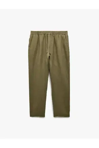 Belted Pocket Detailed Linen Chino Summer Pants - 1