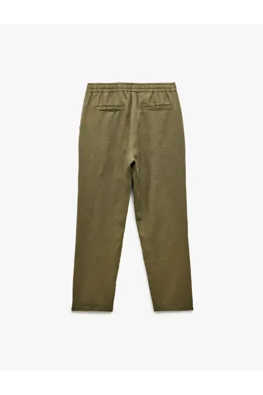 Belted Pocket Detailed Linen Chino Summer Pants - 2
