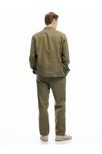 Belted Pocket Detailed Linen Chino Summer Pants - 6