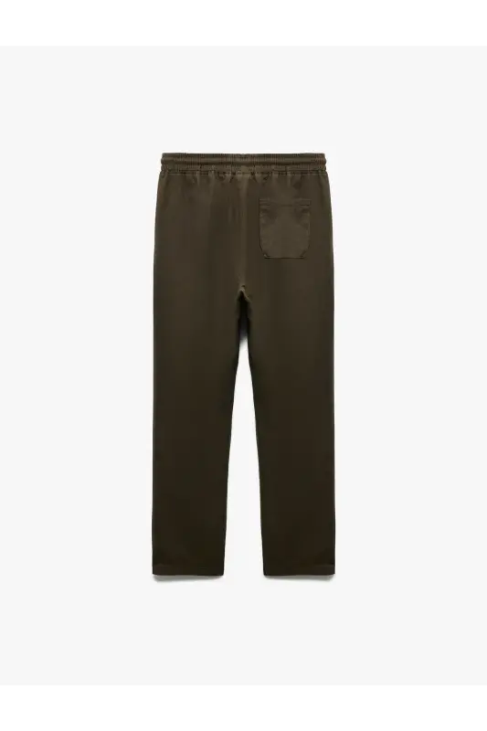 Belted Pocket Detailed Linen Cotton Blend Ch - 4