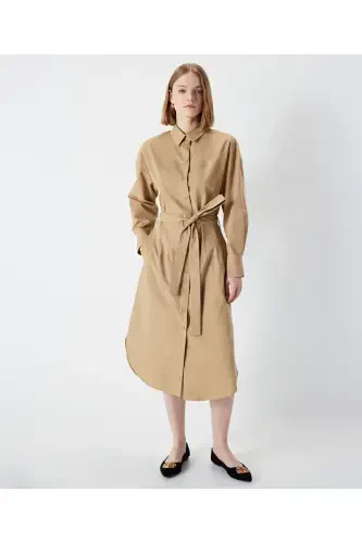 Belted shirt dress - 1