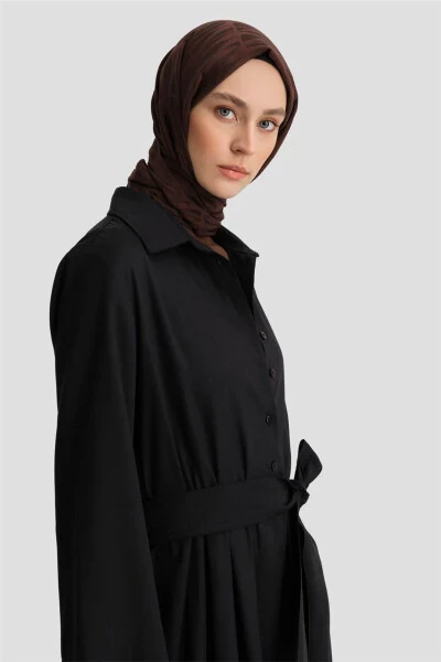 Belted Shirtdress Ort9924 Black - 4