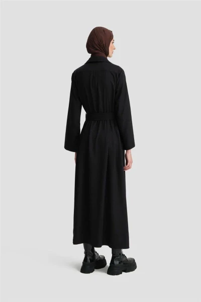 Belted Shirtdress Ort9924 Black - 5