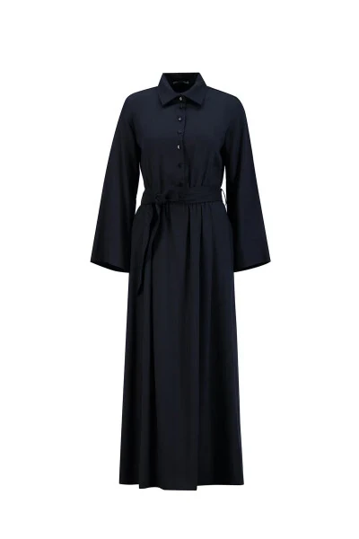 Belted Shirtdress Ort9924 Black - 6