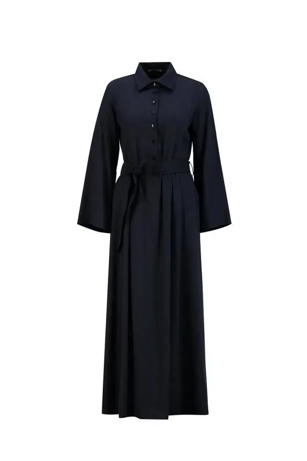 Belted Shirtdress Ort9924 Black - 6