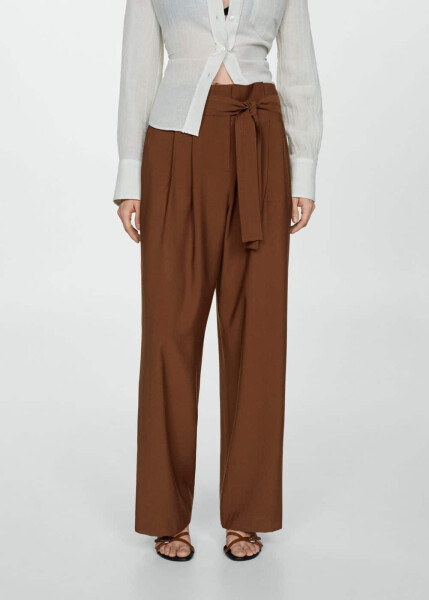 Belted straight leg pants - 10