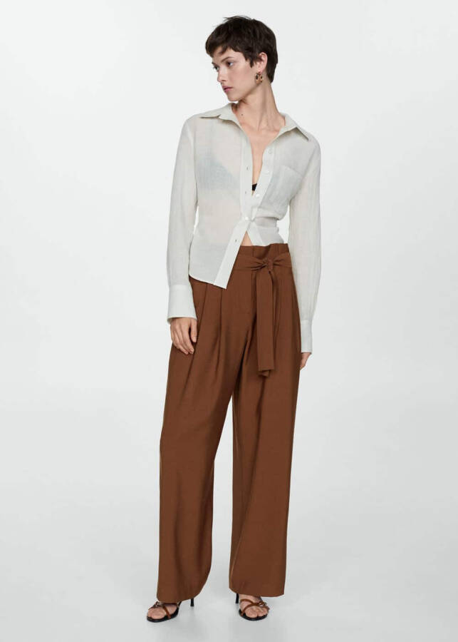 Belted straight leg pants - 11