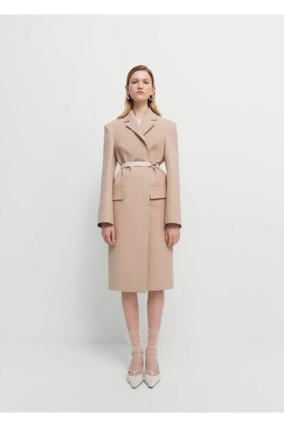 Belted, Structured Double-Breasted Coat - MANGO (1)