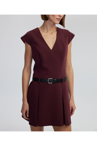 Belted V-neck dress - İPEKYOL
