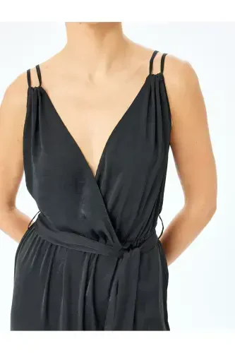 Belted Wide Leg Jumpsuit with Crossover Straps - 5