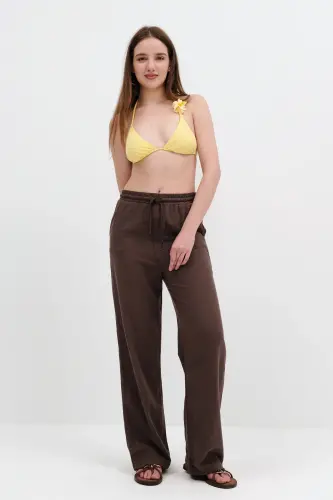 Belted Wide Leg Trousers PN5118-PNC-Acı Kahve - ADDAX (1)