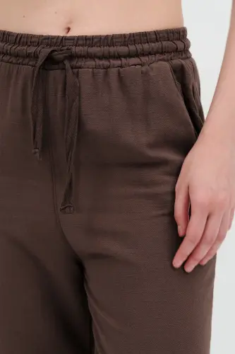 Belted Wide Leg Trousers PN5118-PNC-Acı Kahve - 4