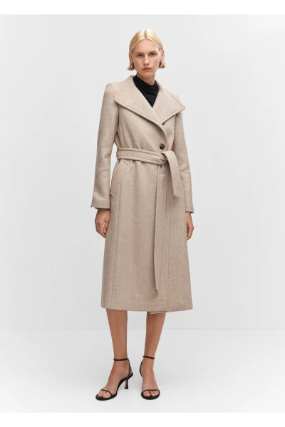 Belted wool coat - MANGO