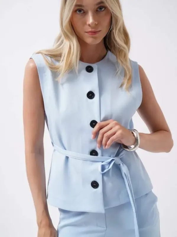 Belted Woven Vest - BÜYÜKBEDENIZ