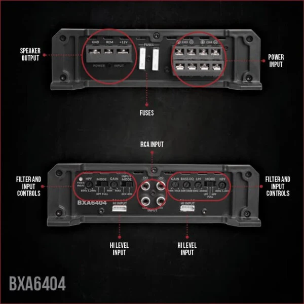 Belva BXA6404 640W Peak BX-Series 2-OModazone Stable Class-A/B 4-Channel Car Audio MOSFET Amplifier - Belva (1)