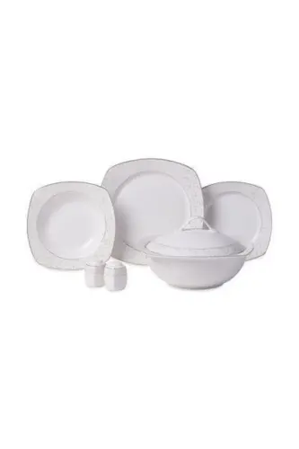 Белый A8122 Mona Collection 60 предметный обеденный сервиз квадратный-белый 