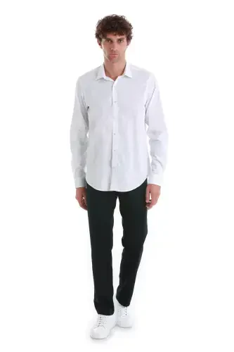 Белый Comfort Fit с принтом, облегающий воротник, длинные рукава, спорт. - 2