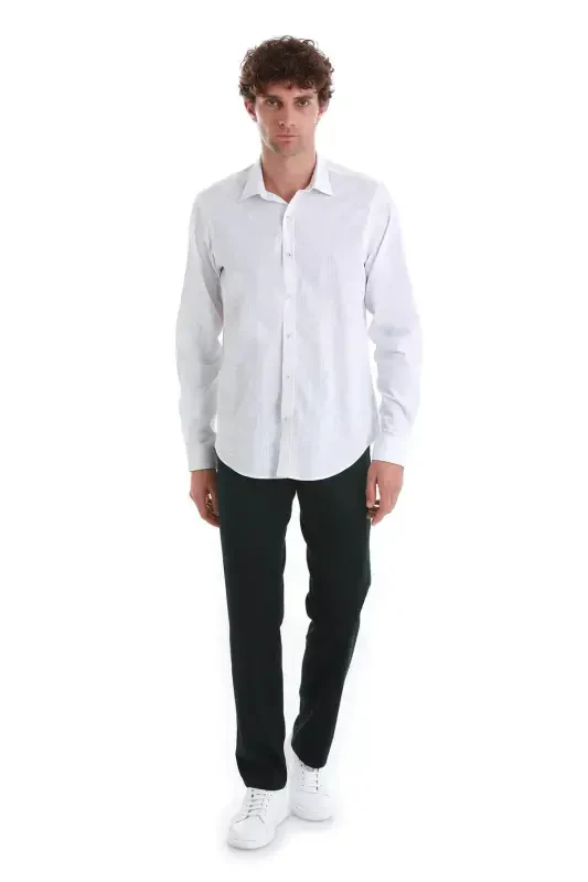 Белый Comfort Fit с принтом, облегающий воротник, длинные рукава, спорт. - 2