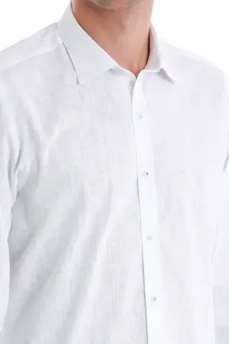 Белый Comfort Fit с принтом, облегающий воротник, длинные рукава, спорт. - 5