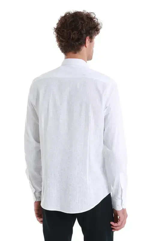 Белый Comfort Fit с принтом, облегающий воротник, длинные рукава, спорт. - 6