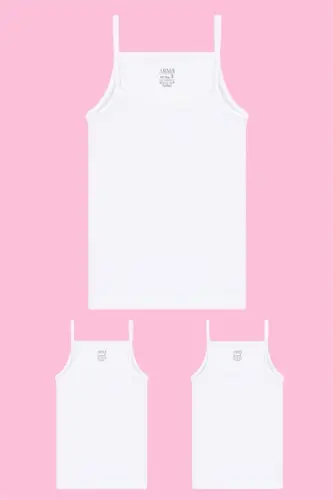 Белый комплект маечек и трусиков для девочек 3 штуки 100% хлопок - 8