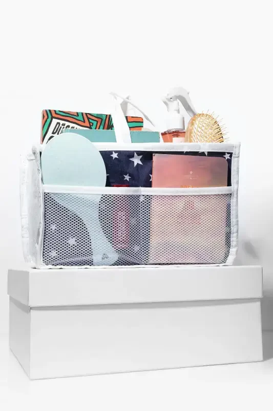 Белый Органайзер для Косметики, 5 Отделений, с Узором Белой Звезды - Белый - 1