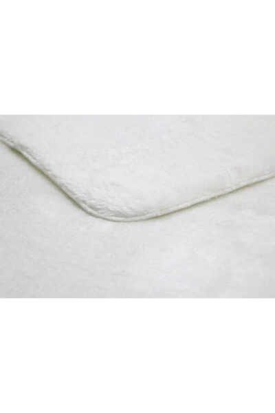 Белый овальный ворсистый плюшевый мягкий моющийся нескользящий с точечным основанием антибактериальный ковер для гостиной, коридора, детской - 5