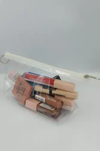 Белый, прозрачный треугольник косметичка - Белый_Прозрачный - 1