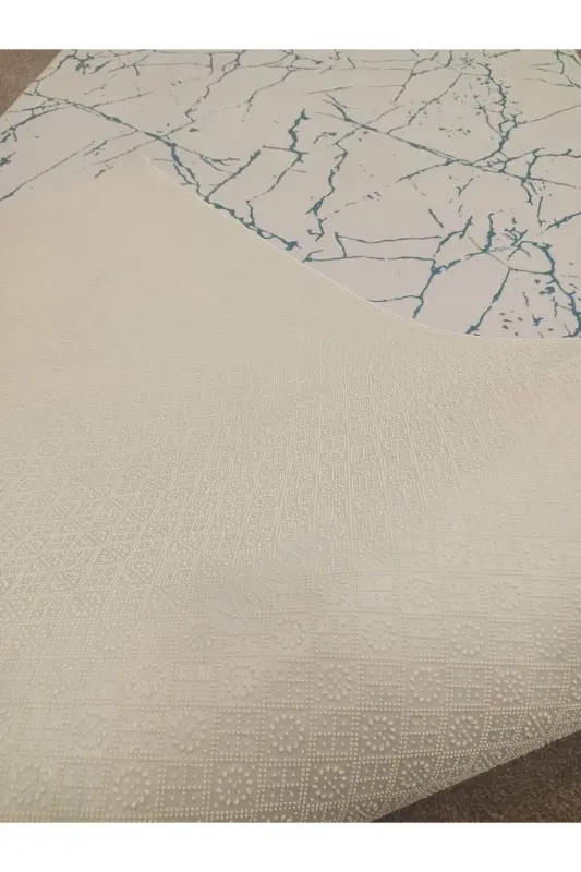 Белый Синий Противоскользящий Коврик - Моющийся Всесезонный Ковер | Для Гостиной, Ванной, Балкона, Молодежной Комнаты-Белый - 2