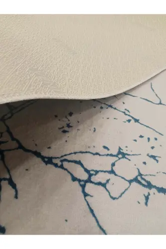 Белый Синий Противоскользящий Коврик - Моющийся Всесезонный Ковер | Для Гостиной, Ванной, Балкона, Молодежной Комнаты-Белый - 4