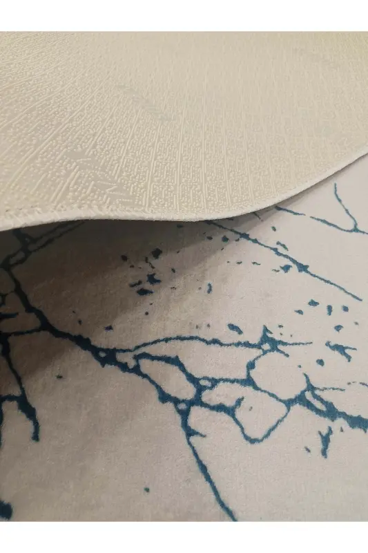 Белый Синий Противоскользящий Коврик - Моющийся Всесезонный Ковер | Для Гостиной, Ванной, Балкона, Молодежной Комнаты-Белый - 4