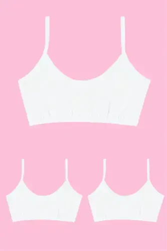 Белый Топ-Бюстье для Девочки Подростка Хлопковый Без Косточек 3 шт - 1