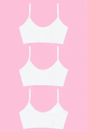 Белый Топ-Бюстье для Девочки Подростка Хлопковый Без Косточек 3 шт - 3