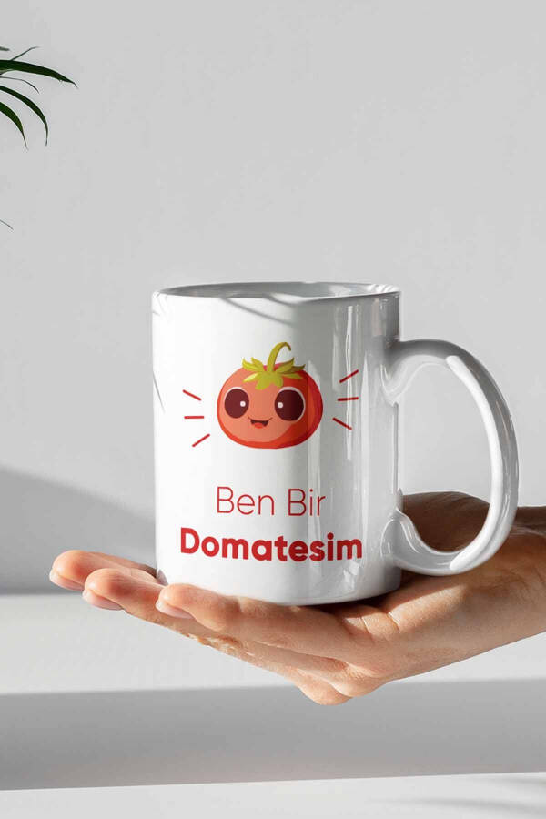 Ben Bir Domatesim Sevimli Doğum Günü Sevgili Eş Arkadaş Hediye Baskılı Kupa Bardak - Domates - 1