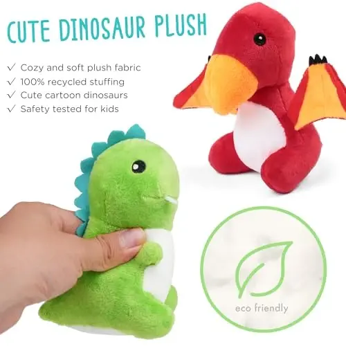 BenBen Dinosaur Stuffed Animals, 5 Small Dinosaur Plush Dolls and Egg Bag Toys Set, Dino Plushies, Cute Stuff for Kids Girls Boys, Baby Shower, Easter Basket Stuffers - BENBEN (1)