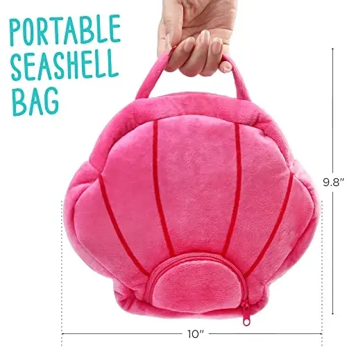 BenBen Ocean Stuffed Animal, 5 Pack Small Sea Creature Plush Toys and Shell Carrying Bag Set, Cute Plushies for Baby Kids, Sea Turtle, Octopus, Mermaid, Seahorse, Crab, Baby Shower, Stocking Stuffers - 5