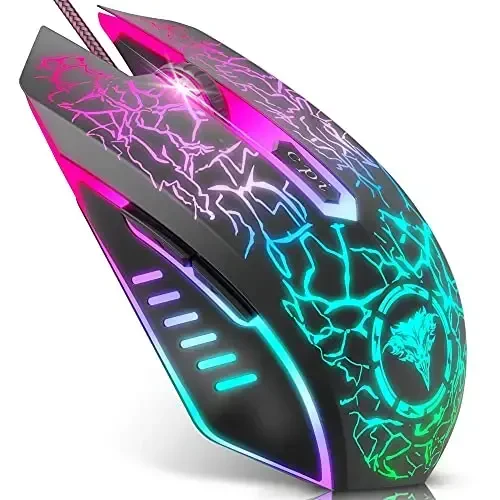 BENGOO Gaming Mouse Wired, Ergonomic Gamer Laptop PC USB Optical Computer Mice with RGB Backlit, 4 Adjustable DPI Up to 3600, 6 Programmable Buttons for Windows 7/8/10/XP Vista Linux -Black - 1