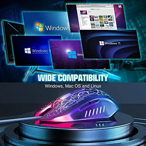 BENGOO Gaming Mouse Wired, Ergonomic Gamer Laptop PC Optical Computer Mice with RGB Backlit, 4 Adjustable DPI Up to 3600, 6 Programmable Buttons for Windows 7/8/10/XP Vista Linux -Black - 4