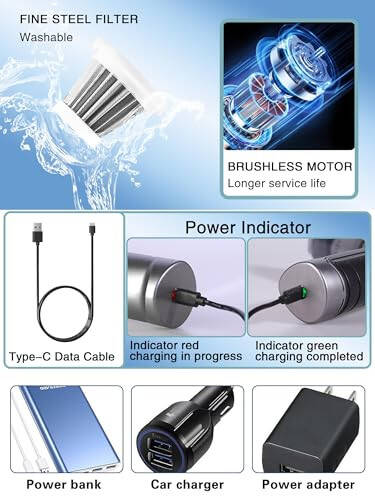 BENJEN Mini Car Vacuum Cleane, 15000 PA High Power with Brushless Motor, for Car, Office & Home Cleaning - 4