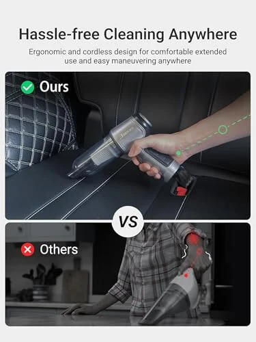 BENJEN Mini Car Vacuum Cleane, 15000 PA High Power with Brushless Motor, for Car, Office & Home Cleaning - 6