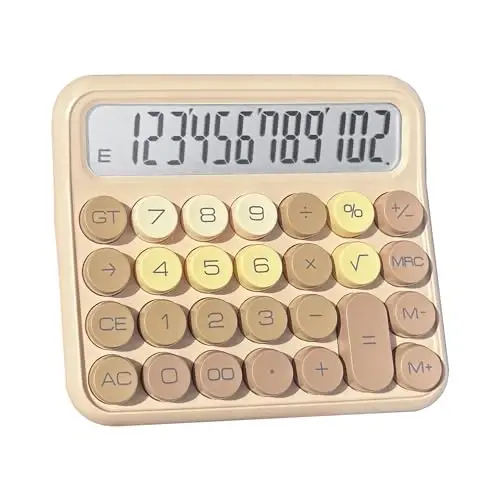 Benkaim Desk Calculator - 12 Digit Large LCD Display, Big Button Calculator for School, Home & Business Use (Brown Gradient) - 1