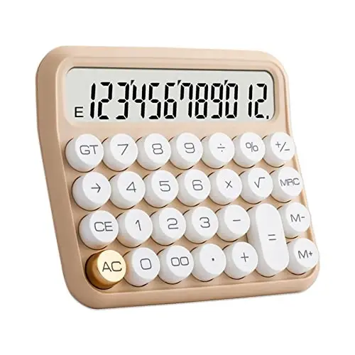 Benkaim Desk Calculator - 12 Digit Large LCD Display, Big Button Calculator for School, Home & Business Use (Yellow) - 4