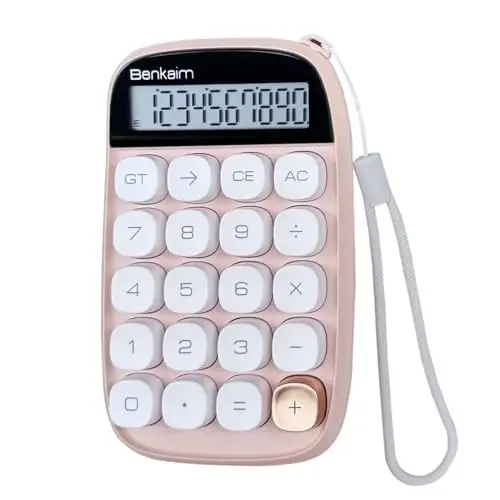 Benkaim Desktop Calculator - Standard 10 Digit LCD Display, Big Buttons - Cute Office Supplies for School, Business (Beige) 