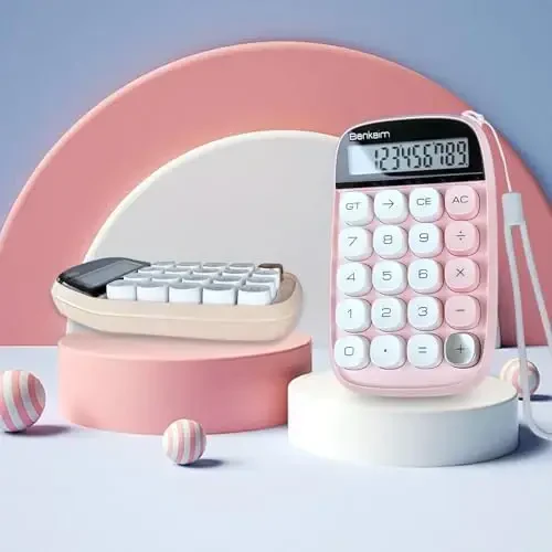 Benkaim Desktop Calculator - Standart 10 xonali LCD displey, Katta tugmalar - Maktab, biznes uchun yoqimli ofis buyumlari (Bej) - BENKAIM