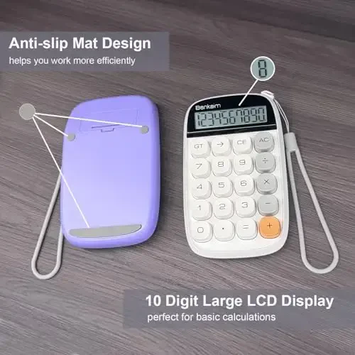 Benkaim Desktop Calculator - Standart 10 xonali LCD displey, Katta tugmalar - Maktab, biznes uchun yoqimli ofis buyumlari (Bej) - BENKAIM (1)