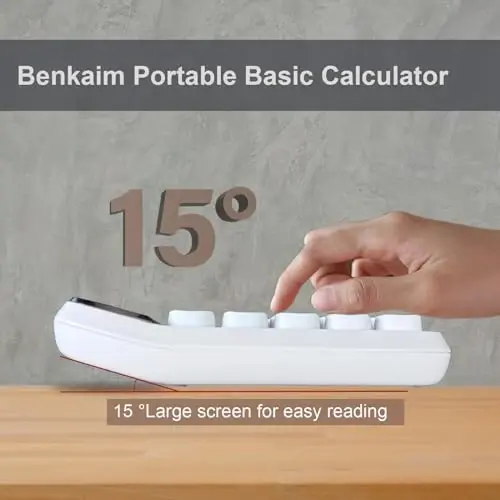 Benkaim Desktop Calculator - Basic Standard 10 Digit Large LCD Display, Cute Desk Accessory for School, Office and Business Use (White) - 3