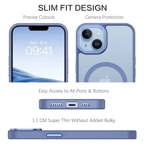 BENTOBEN Compatible with iPhone 15 Plus Case, Translucent Matte Slim Shockproof Magnetic Phone case [Compatible with MagSafe] Women Men Girl Boy Protective Cover for iPhone 15 Plus, Blue - 5